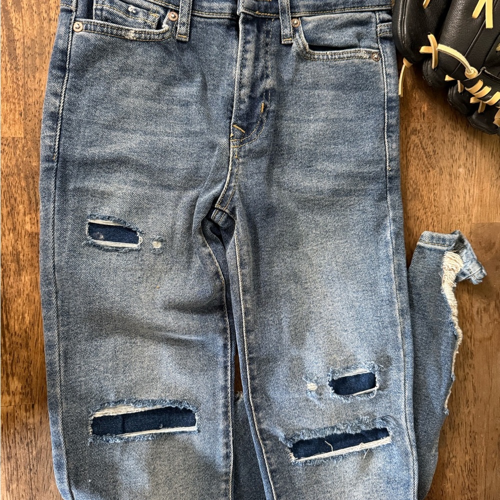 Free People Blue Skinny Jeans Distressed Modern